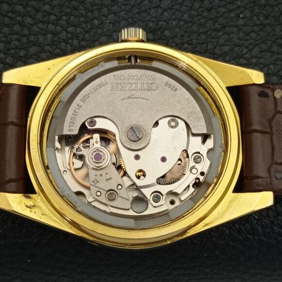 Vintage 1983 Citizen Automatic Mens Gold Watch W/daydate & Brown accents - Picture 10 of 10